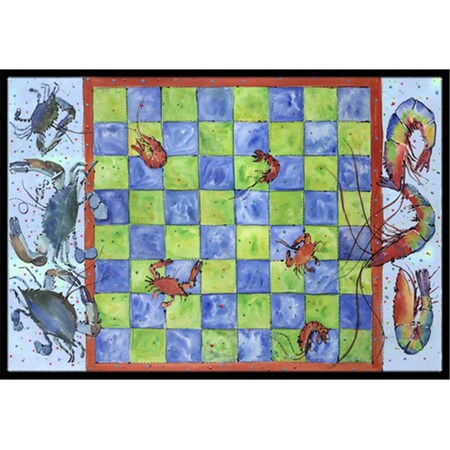 Carolines Treasures 24 x 36 in. Crab And Shrimp Checkerboard Indoor Or Outdoor Mat 8196JMAT